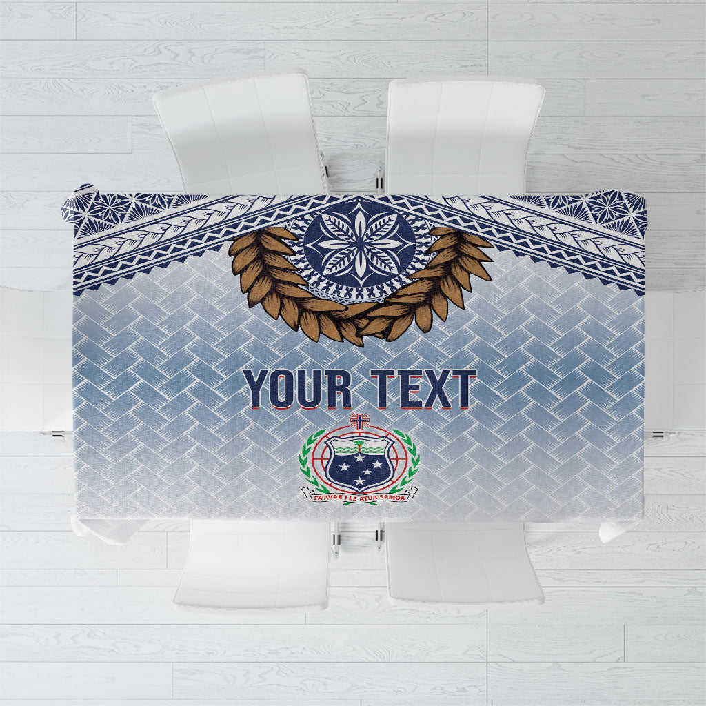 Manu Samoa Rugby Custom White Tablecloth ʻIe Toga Pattern With Brown Ula fala LT7 White - Polynesian Pride