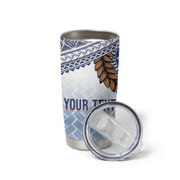 Manu Samoa Rugby Custom White Tumbler Cup ʻIe Toga Pattern With Brown Ula fala LT7 - Polynesian Pride