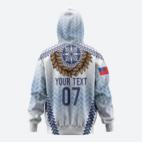 Manu Samoa Rugby Custom White Zip Hoodie ʻIe Toga Pattern With Brown Ula fala LT7 - Polynesian Pride