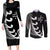 Personalised New Zealand Rugby Couples Matching Long Sleeve Bodycon Dress and Long Sleeve Button Shirts Aotearoa Silver Fern Koru Maori Style LT7 Black - Polynesian Pride