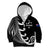 Personalised New Zealand Rugby Kid Hoodie Aotearoa Silver Fern Koru Maori Style LT7 Zip Hoodie Black - Polynesian Pride