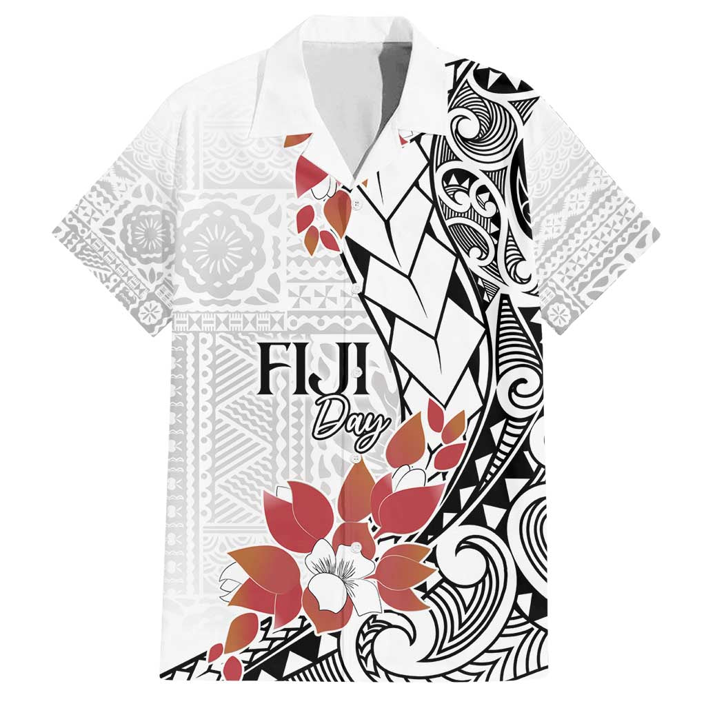 Bula Fiji Day Family Matching Off Shoulder Maxi Dress and Hawaiian Shirt Tagimaucia on Masi Pattern