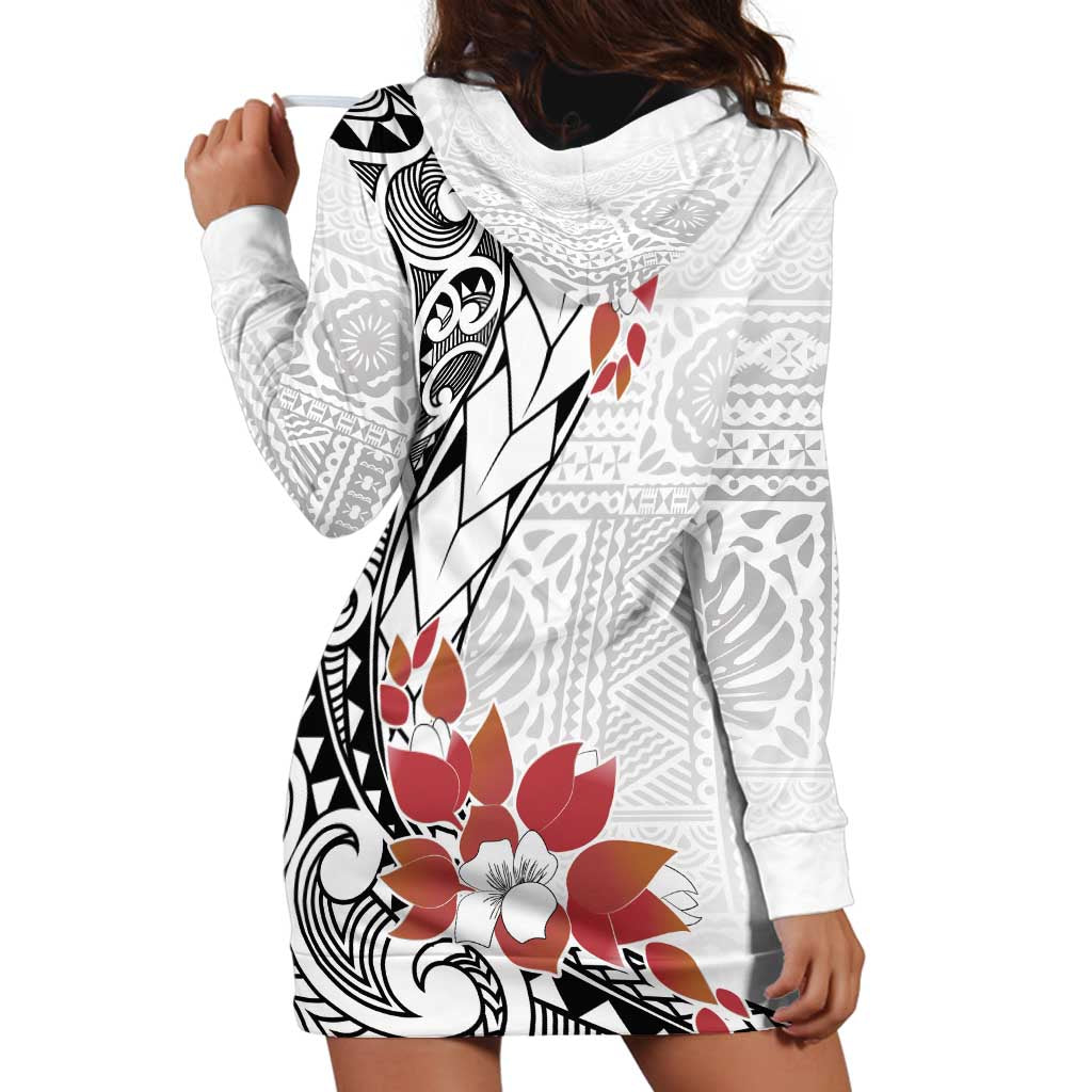 Bula Fiji Day Hoodie Dress Tagimaucia on Masi Pattern LT7 - Polynesian Pride