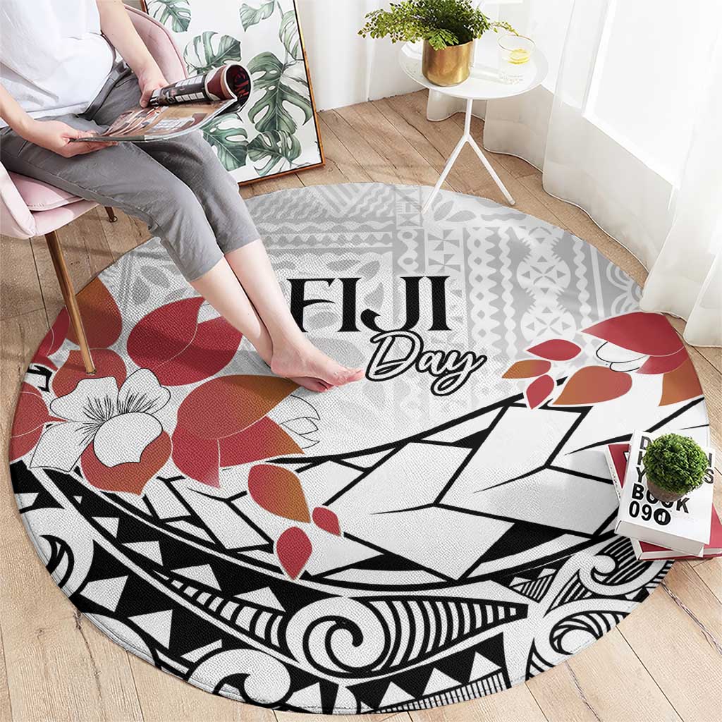 Bula Fiji Day Round Carpet Tagimaucia on Masi Pattern