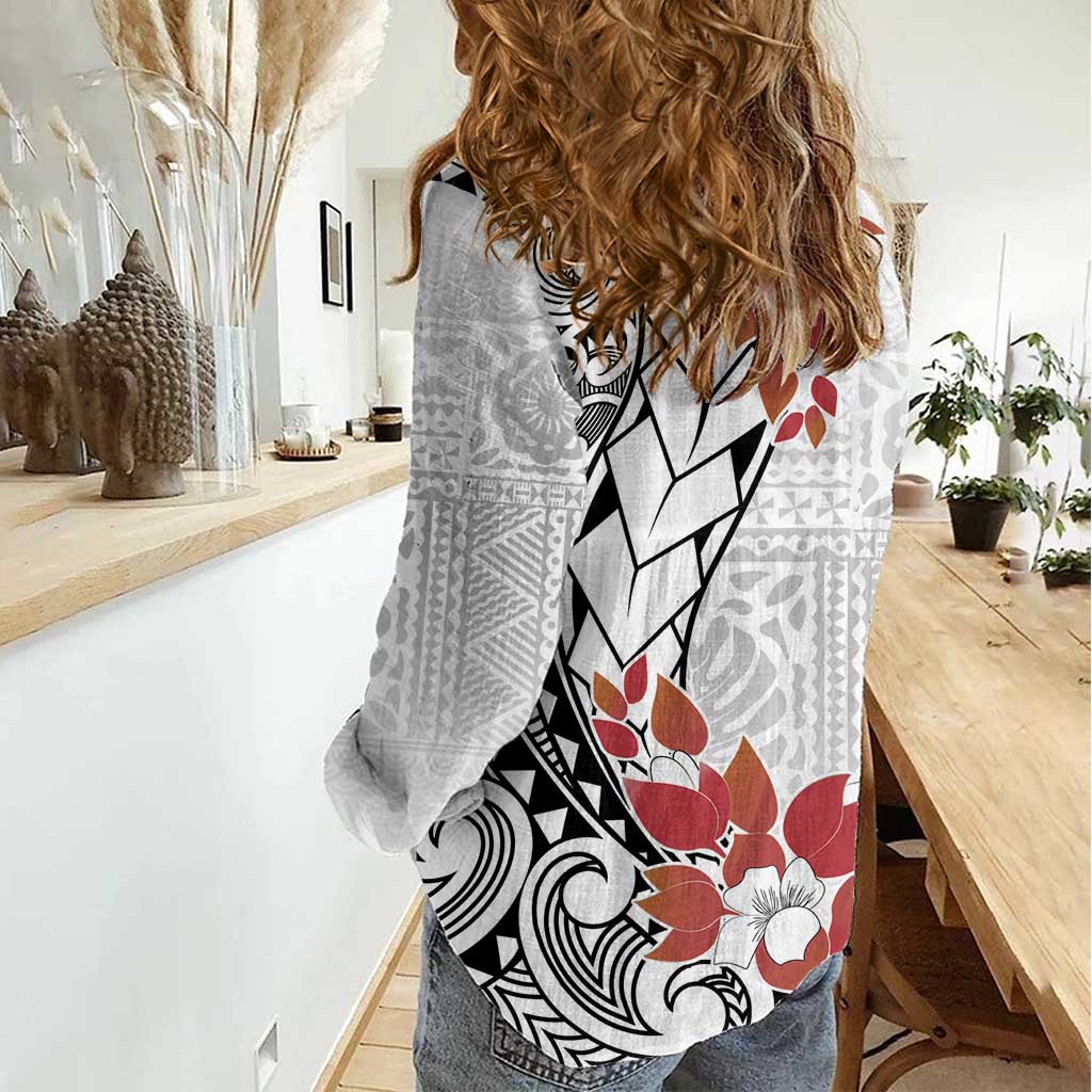 Bula Fiji Day Women Casual Shirt Tagimaucia on Masi Pattern