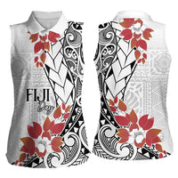 Bula Fiji Day Women Sleeveless Polo Shirt Tagimaucia on Masi Pattern