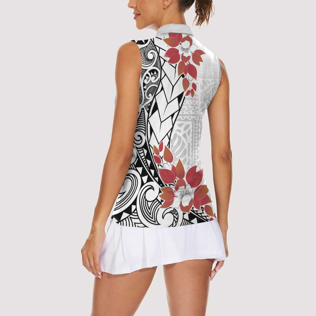 Bula Fiji Day Women Sleeveless Polo Shirt Tagimaucia on Masi Pattern
