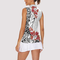 Bula Fiji Day Women Sleeveless Polo Shirt Tagimaucia on Masi Pattern