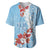 Bula Fiji Day Baseball Jersey Tagimaucia on Masi Pattern - Turquoise