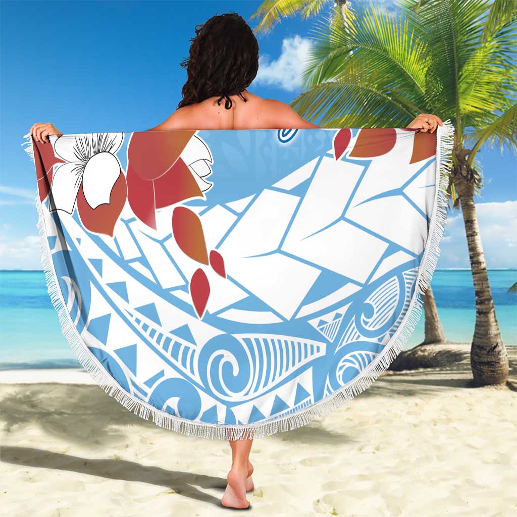 Bula Fiji Day Beach Blanket Tagimaucia on Masi Pattern - Turquoise LT7 - Polynesian Pride