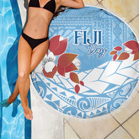 Bula Fiji Day Beach Blanket Tagimaucia on Masi Pattern - Turquoise LT7 - Polynesian Pride