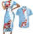 Bula Fiji Day Couples Matching Short Sleeve Bodycon Dress and Hawaiian Shirt Tagimaucia on Masi Pattern - Turquoise