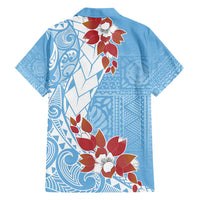 Bula Fiji Day Family Matching Short Sleeve Bodycon Dress and Hawaiian Shirt Tagimaucia on Masi Pattern - Turquoise