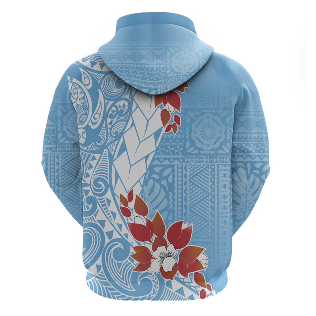 Bula Fiji Day Hoodie Tagimaucia on Masi Pattern - Turquoise LT7 - Polynesian Pride