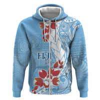 Bula Fiji Day Hoodie Tagimaucia on Masi Pattern - Turquoise LT7 Zip Hoodie Turquoise - Polynesian Pride