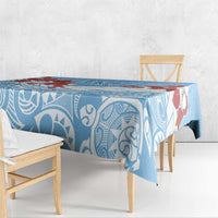 Bula Fiji Day Tablecloth Tagimaucia on Masi Pattern - Turquoise LT7 - Polynesian Pride