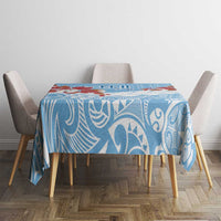 Bula Fiji Day Tablecloth Tagimaucia on Masi Pattern - Turquoise LT7 - Polynesian Pride