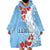 Bula Fiji Day Wearable Blanket Hoodie Tagimaucia on Masi Pattern - Turquoise