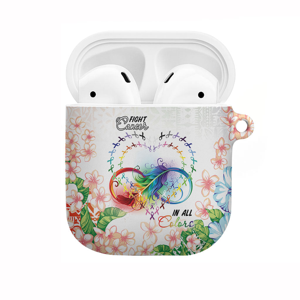 Fight Cancer In All Colors AirPods Case Plumeria Mix Tapa Pattern