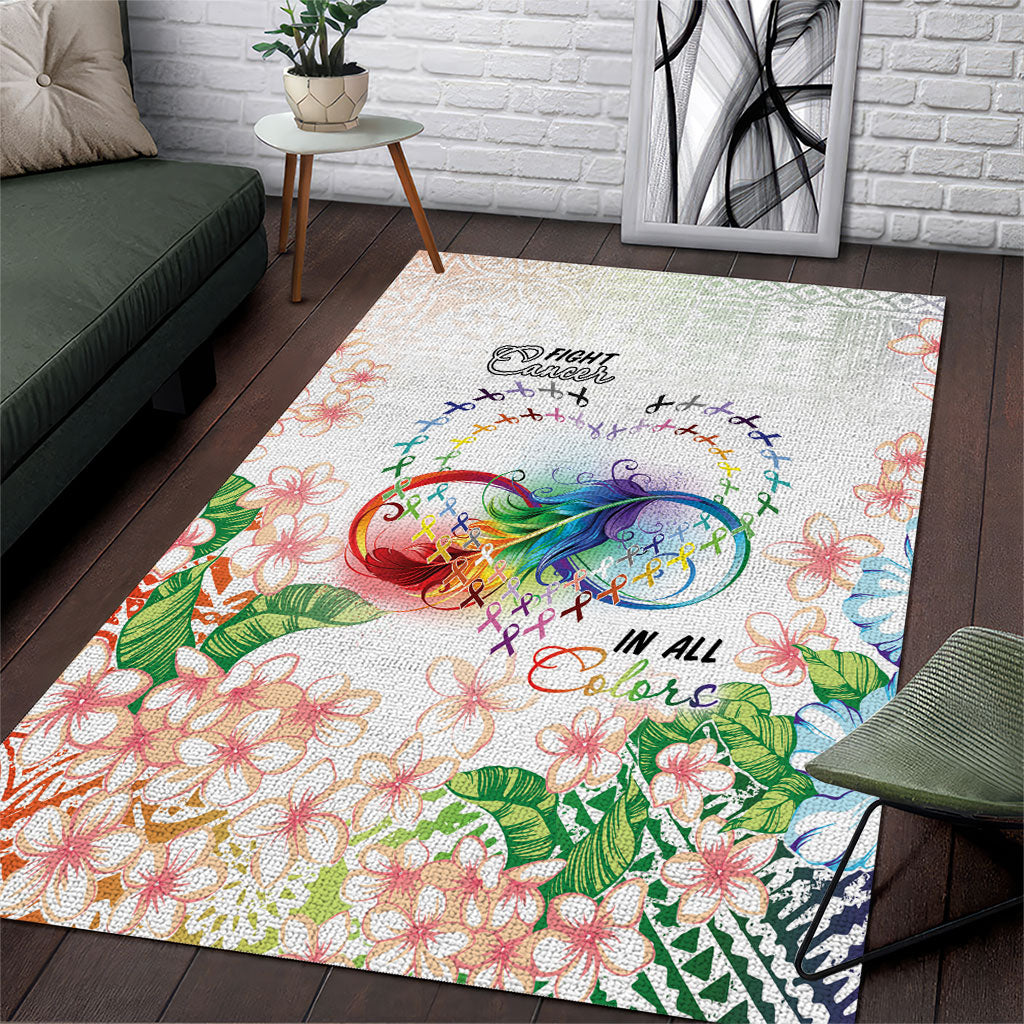 Fight Cancer In All Colors Area Rug Plumeria Mix Tapa Pattern