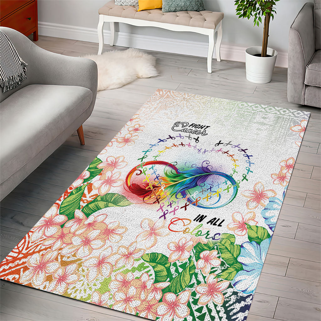 Fight Cancer In All Colors Area Rug Plumeria Mix Tapa Pattern