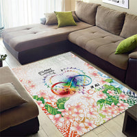 Fight Cancer In All Colors Area Rug Plumeria Mix Tapa Pattern