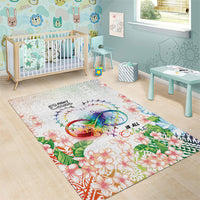 Fight Cancer In All Colors Area Rug Plumeria Mix Tapa Pattern