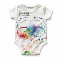 Fight Cancer In All Colors Baby Onesie Plumeria Mix Tapa Pattern