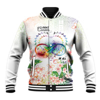 Fight Cancer In All Colors Baseball Jacket Plumeria Mix Tapa Pattern