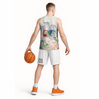 Fight Cancer In All Colors Basketball Jersey Plumeria Mix Tapa Pattern