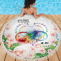 Fight Cancer In All Colors Beach Blanket Plumeria Mix Tapa Pattern