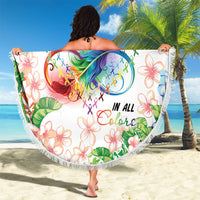 Fight Cancer In All Colors Beach Blanket Plumeria Mix Tapa Pattern