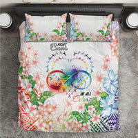 Fight Cancer In All Colors Bedding Set Plumeria Mix Tapa Pattern