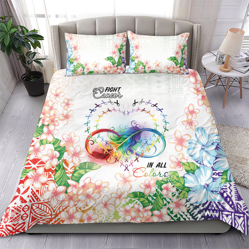 Fight Cancer In All Colors Bedding Set Plumeria Mix Tapa Pattern