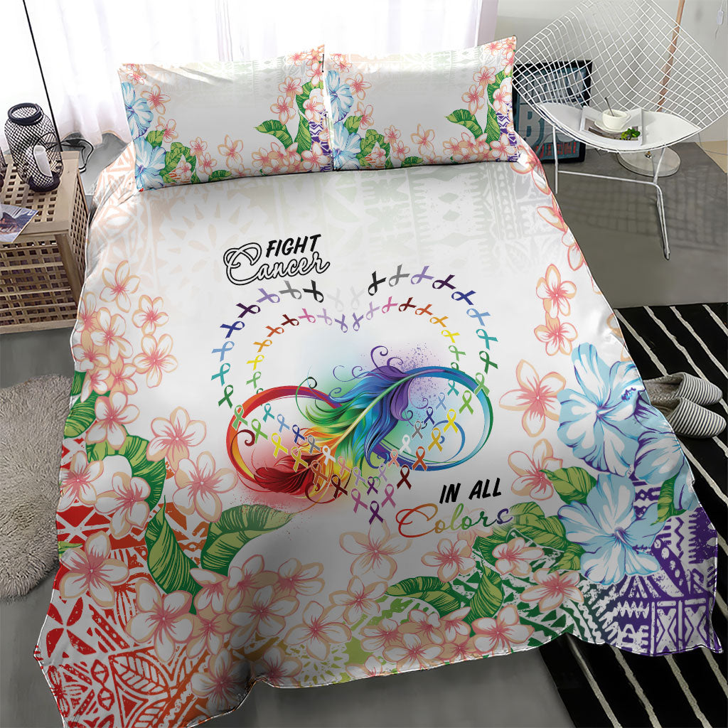 Fight Cancer In All Colors Bedding Set Plumeria Mix Tapa Pattern