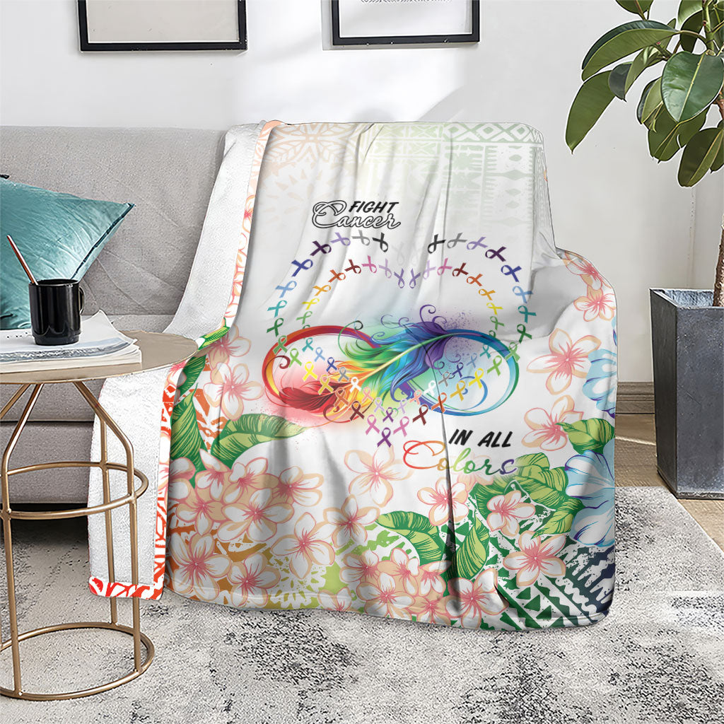 Fight Cancer In All Colors Blanket Plumeria Mix Tapa Pattern