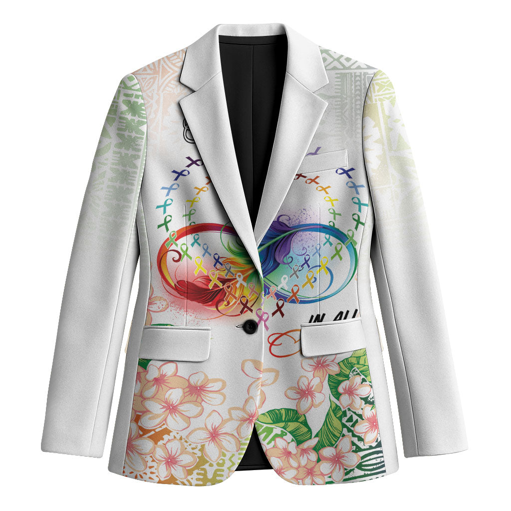 Fight Cancer In All Colors Blazer Plumeria Mix Tapa Pattern