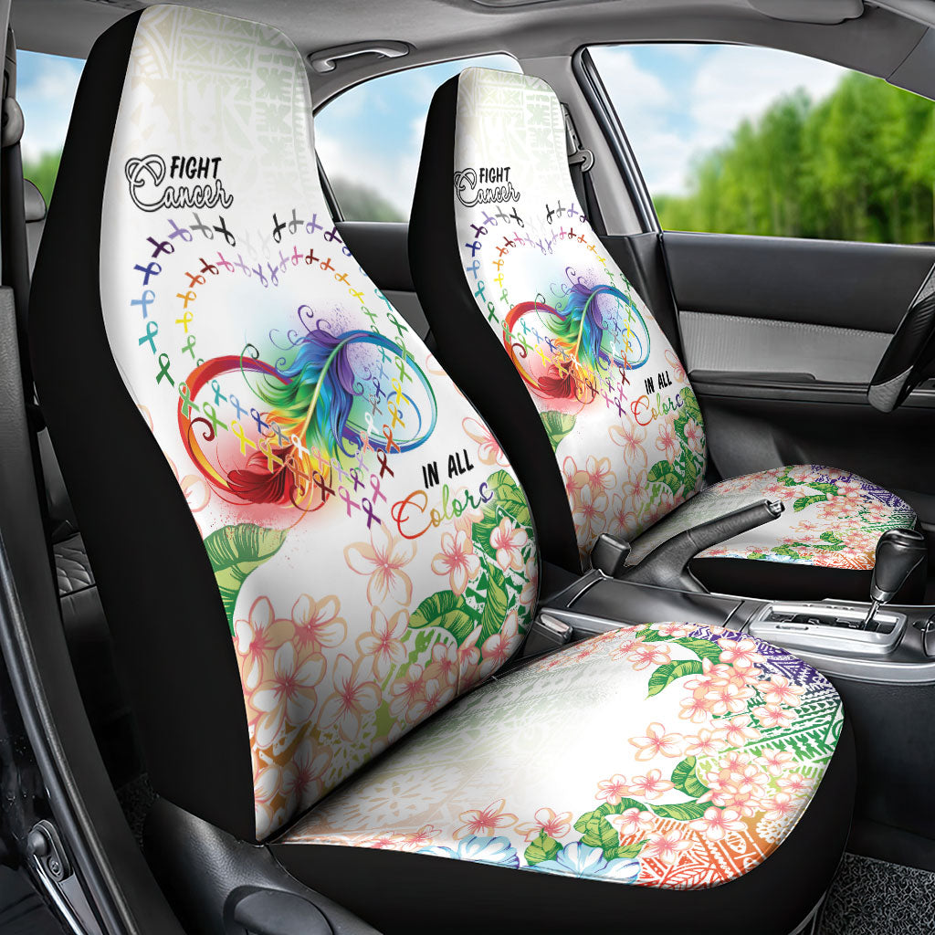 Fight Cancer In All Colors Car Seat Cover Plumeria Mix Tapa Pattern