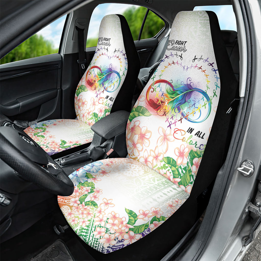 Fight Cancer In All Colors Car Seat Cover Plumeria Mix Tapa Pattern