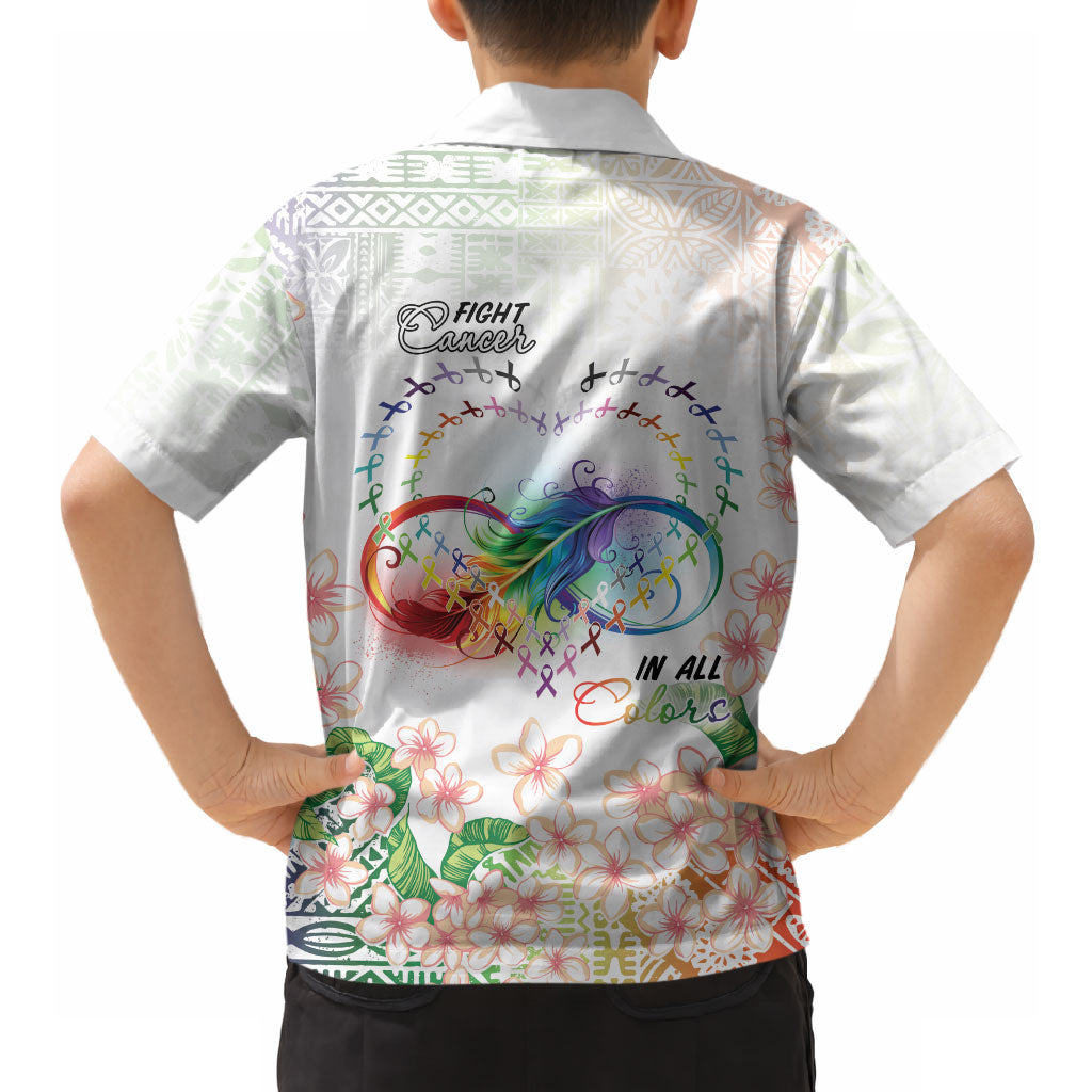 Fight Cancer In All Colors Hawaiian Shirt Plumeria Mix Tapa Pattern