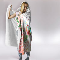 Fight Cancer In All Colors Hooded Blanket Plumeria Mix Tapa Pattern
