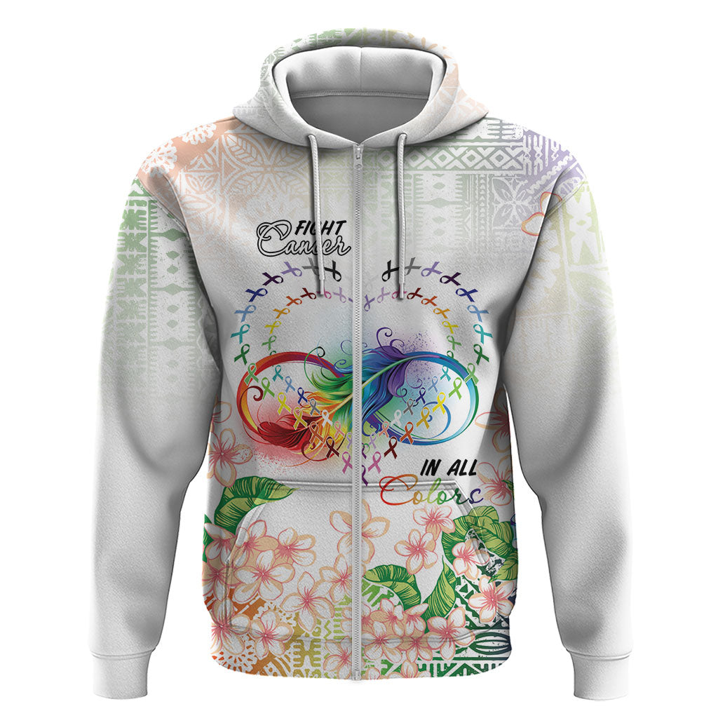 Fight Cancer In All Colors Hoodie Plumeria Mix Tapa Pattern
