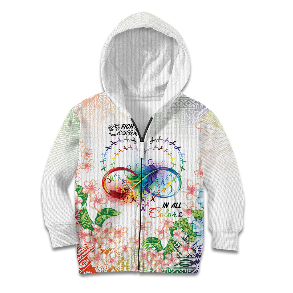 Fight Cancer In All Colors Kid Hoodie Plumeria Mix Tapa Pattern