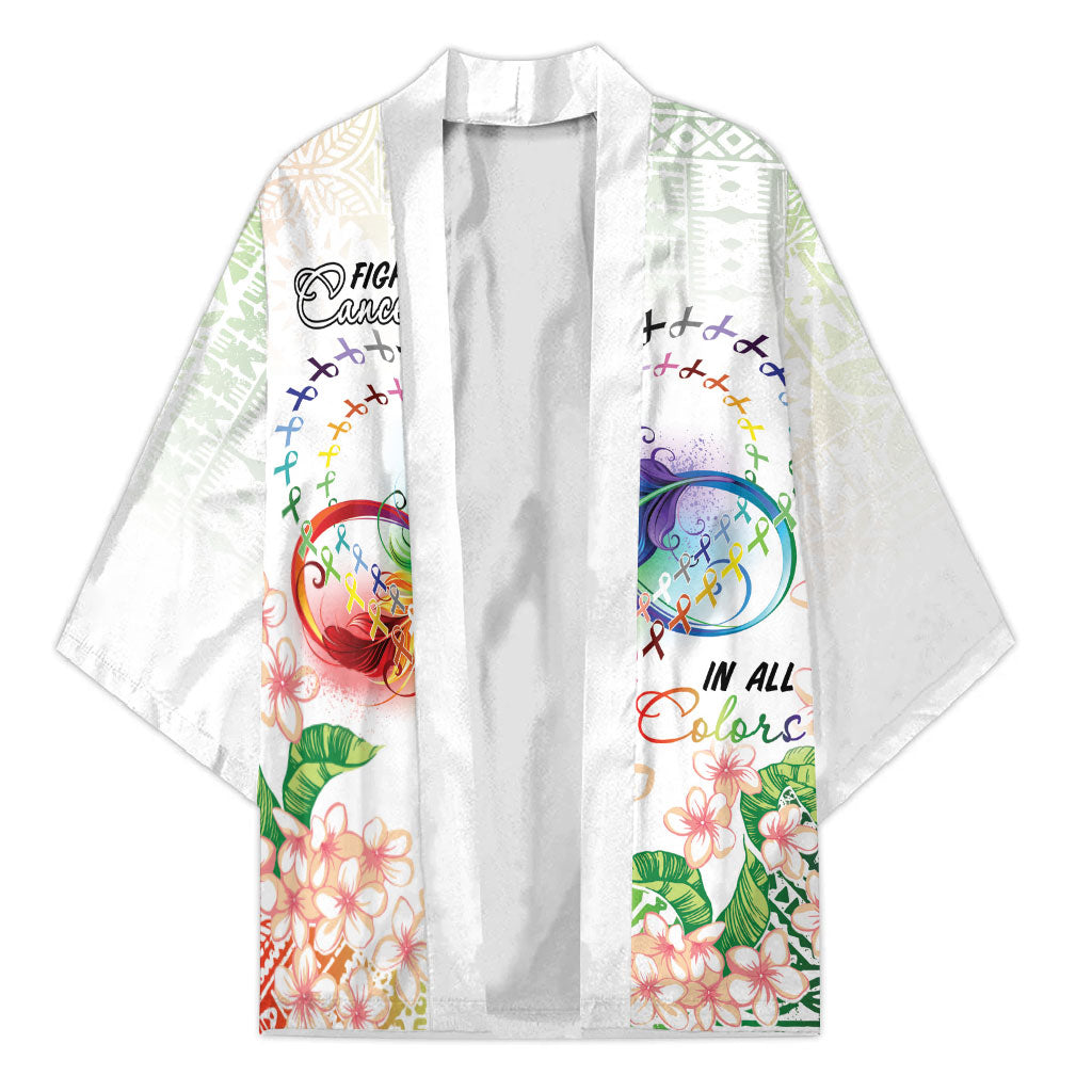 Fight Cancer In All Colors Kimono Plumeria Mix Tapa Pattern