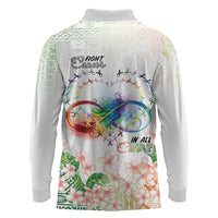 Fight Cancer In All Colors Long Sleeve Polo Shirt Plumeria Mix Tapa Pattern