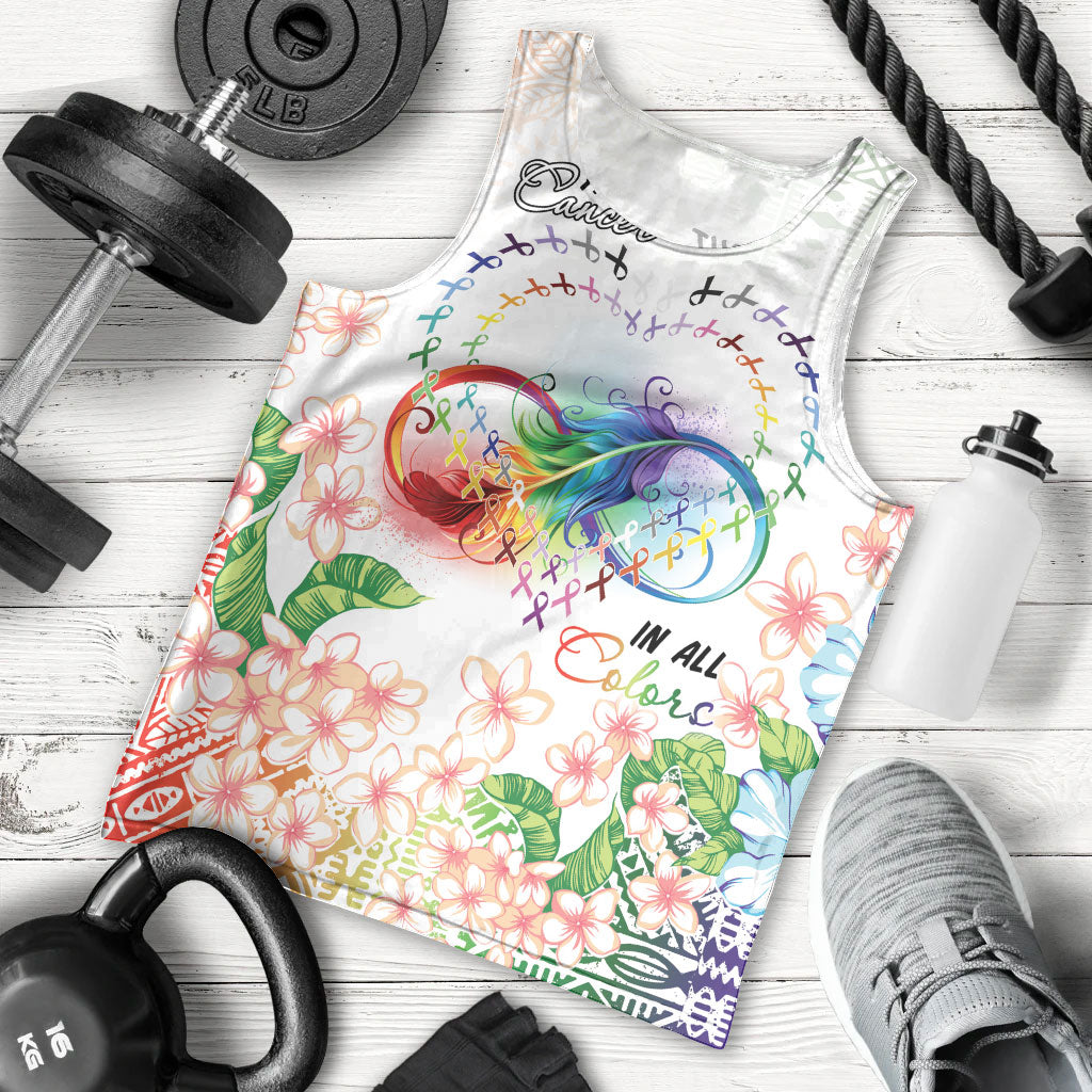 Fight Cancer In All Colors Men Tank Top Plumeria Mix Tapa Pattern