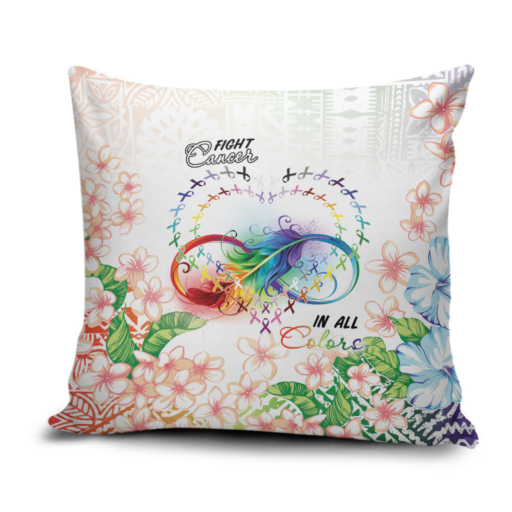 Fight Cancer In All Colors Pillow Cover Plumeria Mix Tapa Pattern