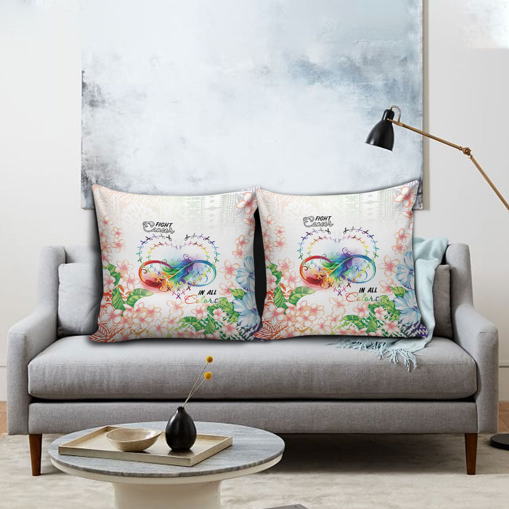Fight Cancer In All Colors Pillow Cover Plumeria Mix Tapa Pattern