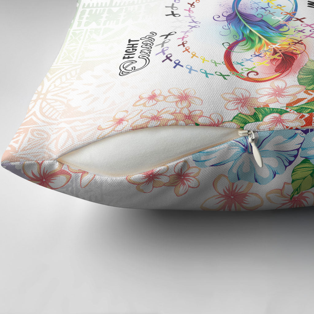 Fight Cancer In All Colors Pillow Cover Plumeria Mix Tapa Pattern