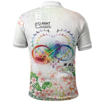 Fight Cancer In All Colors Polo Shirt Plumeria Mix Tapa Pattern